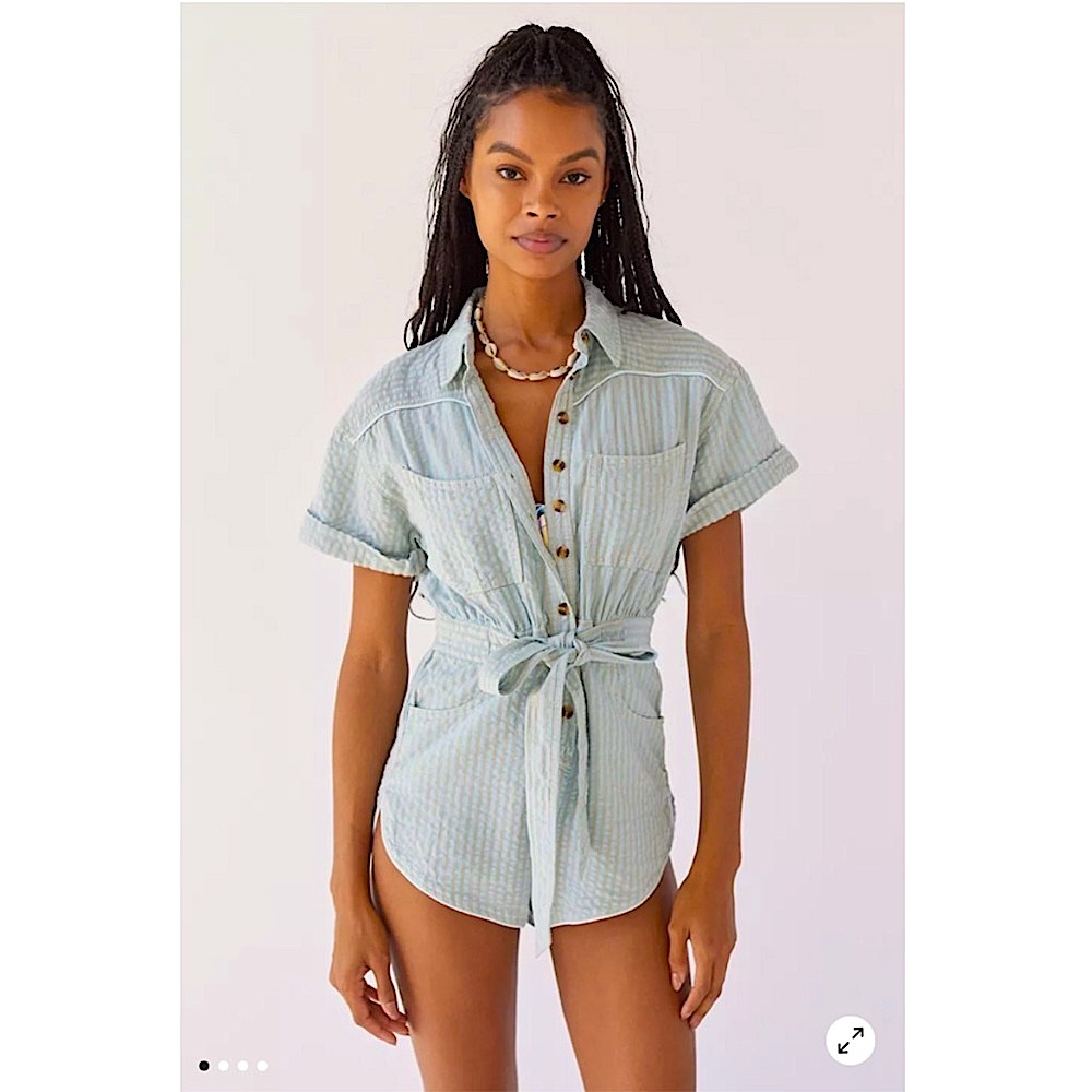 URBAN OUTFITTERS BDG Devon Linen Tie-Waist Romper